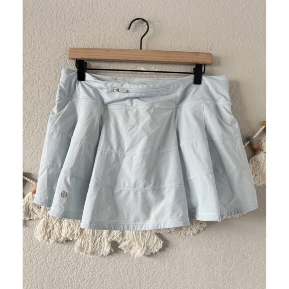 Lululemon Pace Rival Mid Rise Pleated Lined Skort Yoga Run Pilates Light Blue 10 - Picture 2 of 8